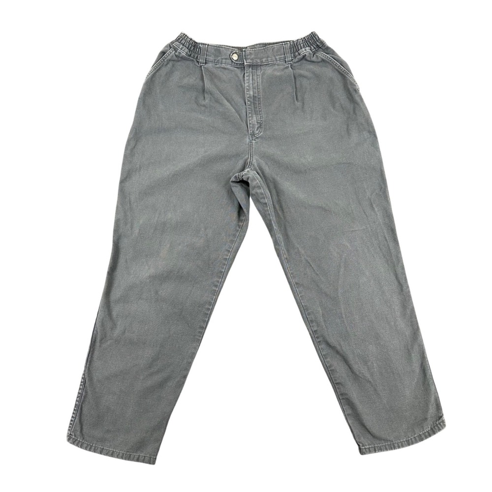Vintage 90s LL Bean Womens Pants 28in Waist Gray Pleated Elastic Waist USA Made